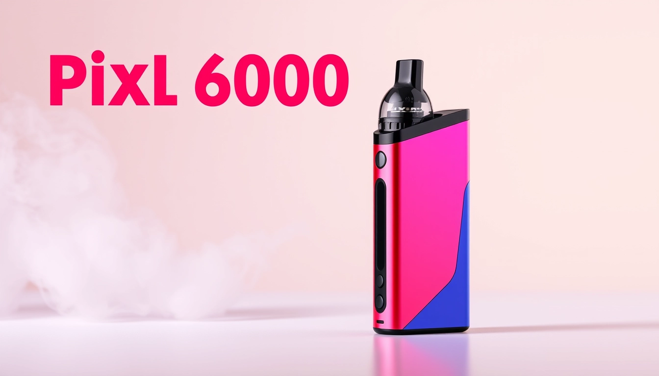 Image showcasing the Pixl 6000 disposable vape with vibrant design and features highlighted